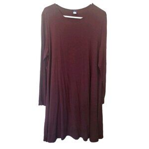Old Navy Women's XL Burgundy Grand Canyon Long Sleeve Knit A-Line Dress